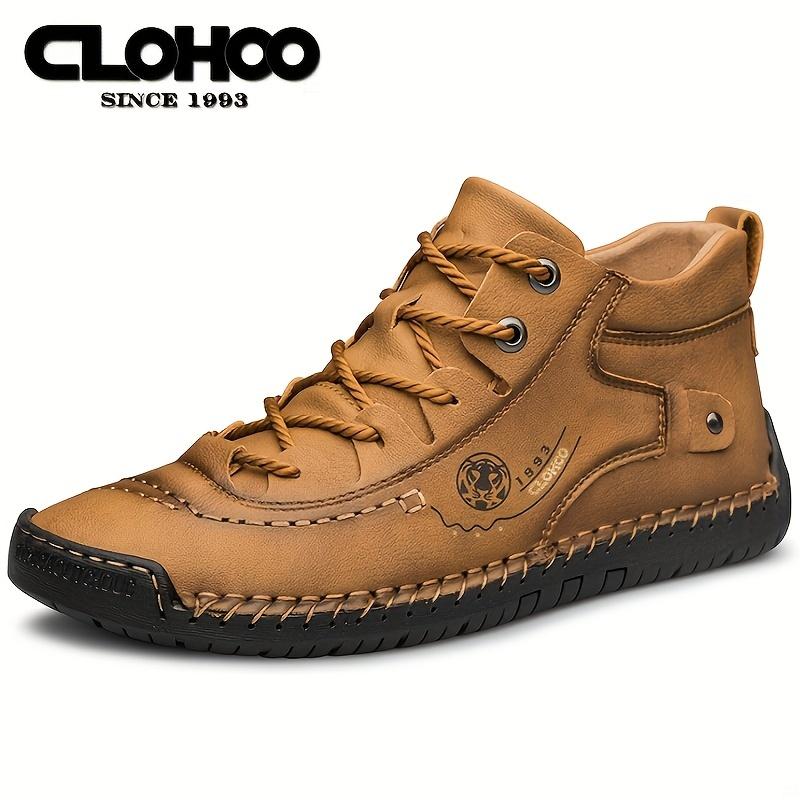 TEMU Zapatos CLOHOO de de goma con costuras hechas a , zapatos de hombre de marca hechos a