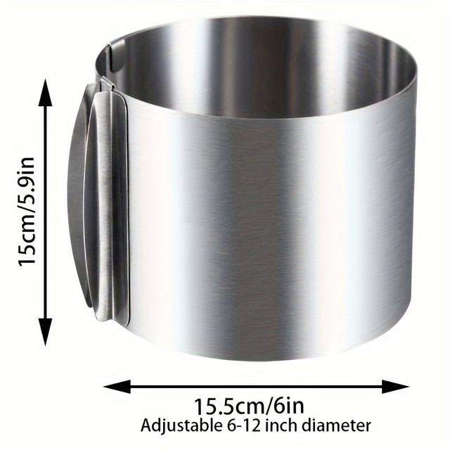 TEMU 6-12 Inch Stainless Steel Cake Mold, Used For Universal Size Cake Rings, Stainless Steel Telescopic Cake Mold, Different Can , Used Chiffon Cake Mold, Round Baking Mold, Cake Edge Mold