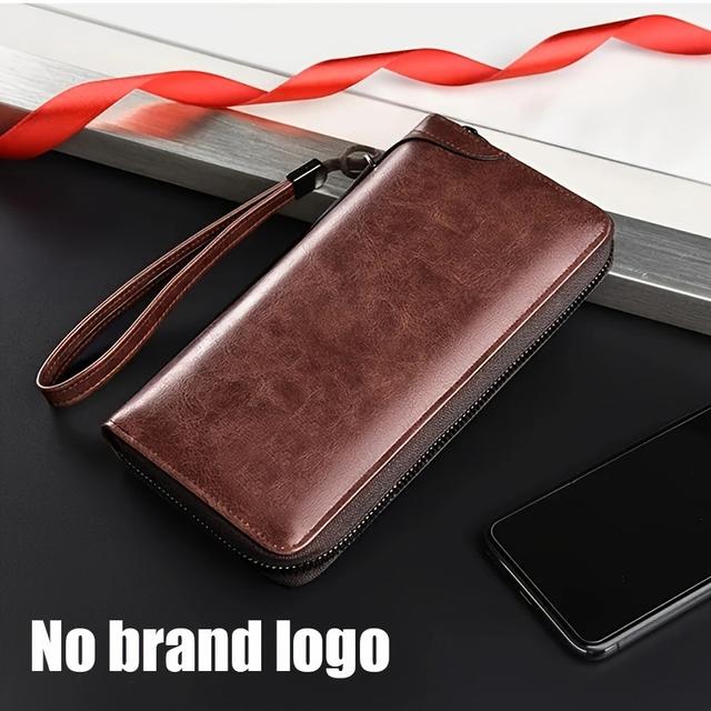 TEMU Men's Long Zipper Wallet High Quality Pu Leather Wallet For Men Anti Theft Business Clutch Bag Credit Card Holder Purse For Man