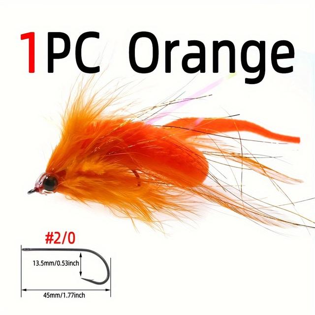 TEMU 1pc/8pcs #2/0 Hand-tied Artificial 3d Big Streamer Fly | Pike, Trout, , Muskie Fishing Lure, Saltwater Baitfish, Fishing Lures, Mixed Color, Iron Material