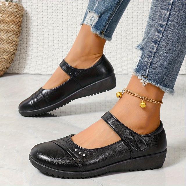 TEMU Chaussures Plates À Bride de Cheville Pour Femmes, Chaussures de Plateforme Décontractées Pour Les Personnes D'âge Moyen, Chaussures Légères Et Confortables