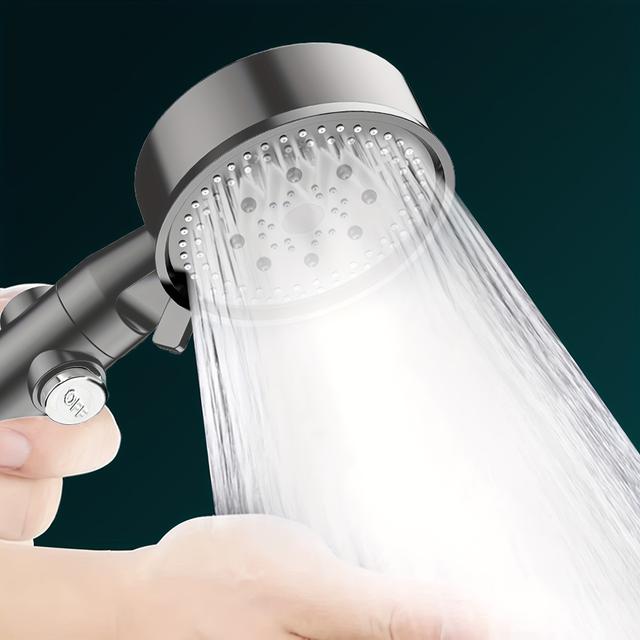 TEMU New Five-speed Gunmetal Off Water Stop Button, Spray Five-speed Pressurized Shower Head Handheld Showerhead, For Bathroom And Bathtub Use Only,for Shower Use Only