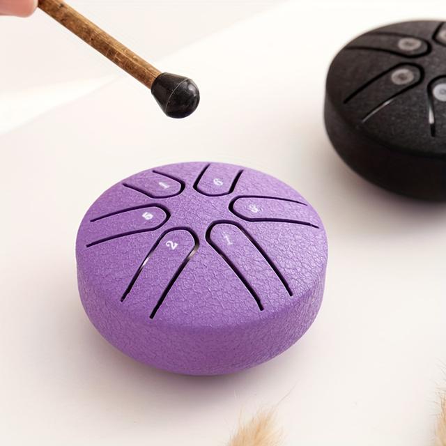 TEMU 3" 6-note Mini Ethereal Drum For Meditation, Percussion, Instruments, Music, Yoga, Education, Black/green/purple/navy/golden
