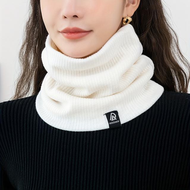 TEMU Ženský zimní nákrčník – Zesílený elastický doplněk do chladného počasí, měkká pružná jednobarevná šála pro venkovní sporty a volnočasové nošení