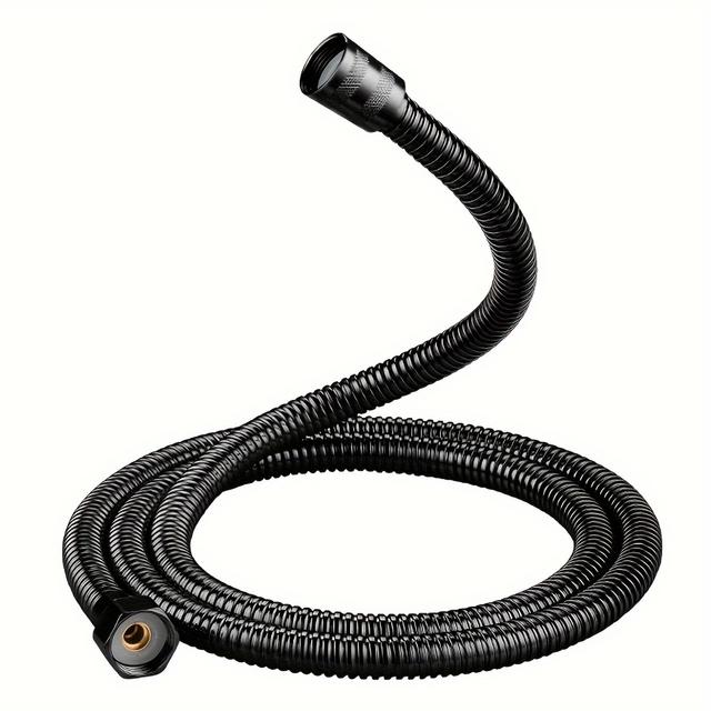 TEMU Tube noir de 2 mètres, 1pc Tube de douche en acier inoxydable, de tuyau d'eau de de protection de douche, pommeau de douche, jet manuel, tube de protection