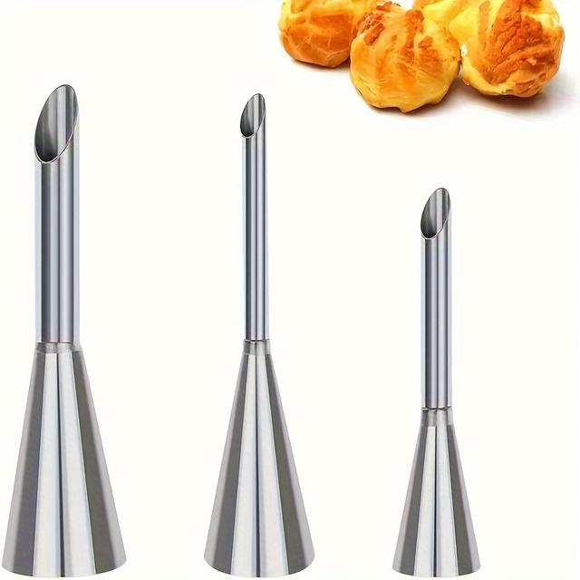 TEMU 3pcs Stainless Steel Pastry Tips For Baking, Beautiful Cake Decorations And Cream Flowers