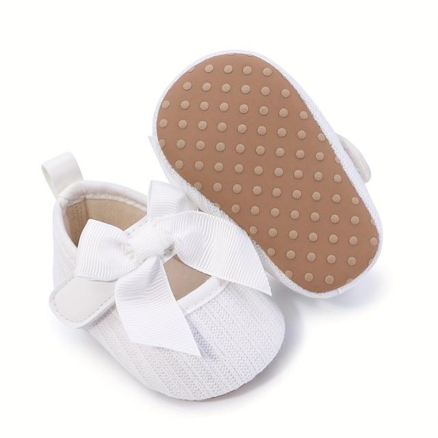TEMU Trendy Cute Bowknot Jane Shoes For Baby Girls, Comfortable Lightweight Non Slip Soft Flat Sole Shoes For Indoor Outdoor Party, Spring And Autumn