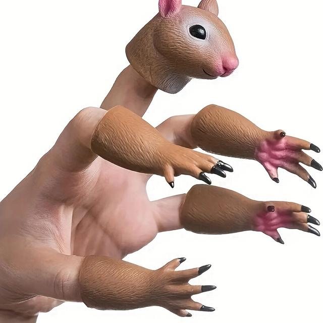 TEMU Squirrel Finger Puppet Set, Animal Puppet Theater Props, Silicone Hand Puppets, Light Brown, Toy & Game Accessories