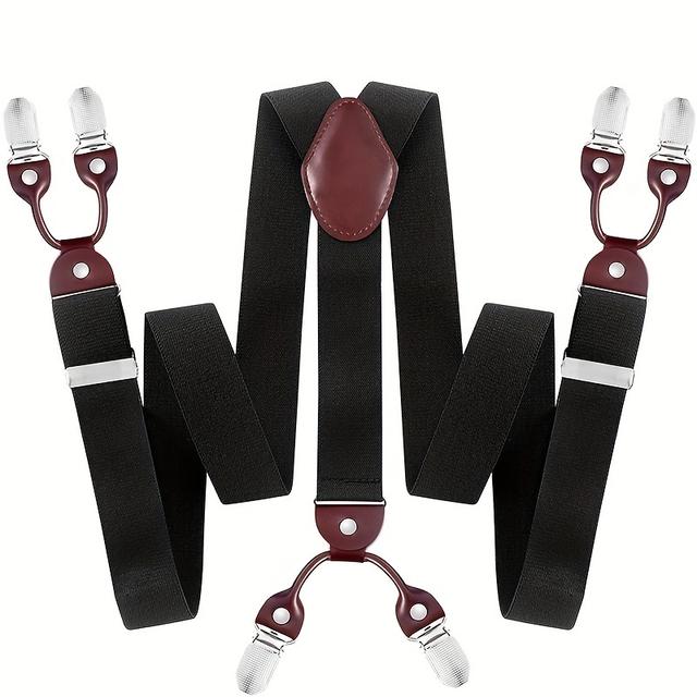 TEMU Bretelles pour Hommes, Bretelles de Costume en Similicuir Robuste avec 6 Clips Métalliques