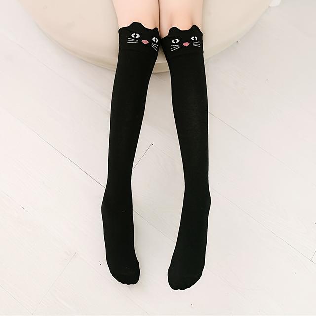 TEMU A Pair Of Cute Cartoon High Socks For Girls, Perfect For Autumn And Winter, Warm, Breathable, And Adorable
