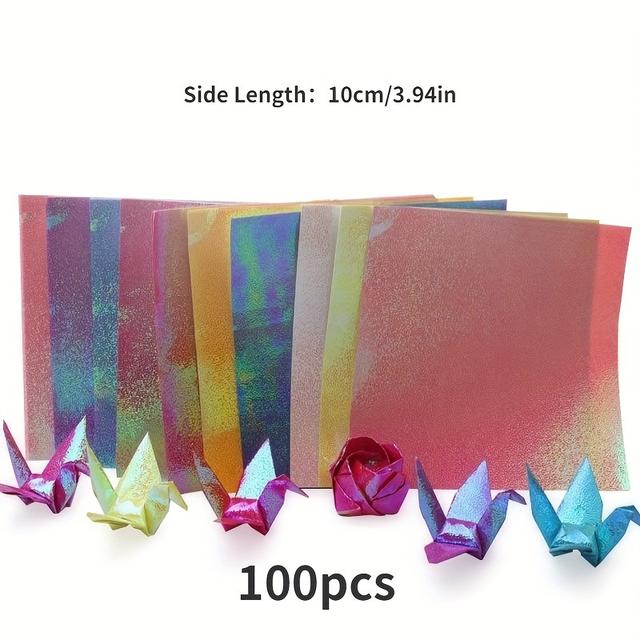 TEMU 100 Stück Glitzerpapier zum Basteln von glänzenden Origami Glücks-Vögeln, jeder Quadrat misst 3,94 x 3,94 Zoll
