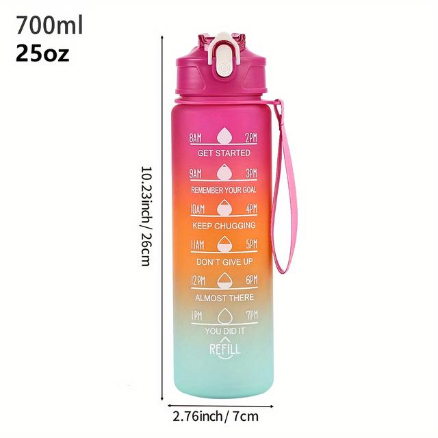 TEMU 1pc Of A 32 Oz/1 Liter Rainbow-colored Water Bottle, Featuring Motivational Time Markers And A Portable Strap, Designed For , Perfect As A Gift