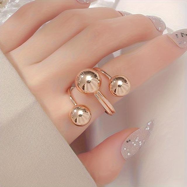 TEMU Anillo Ajustable de Metal con Bola y Múltiples Aros de Moda Coreana