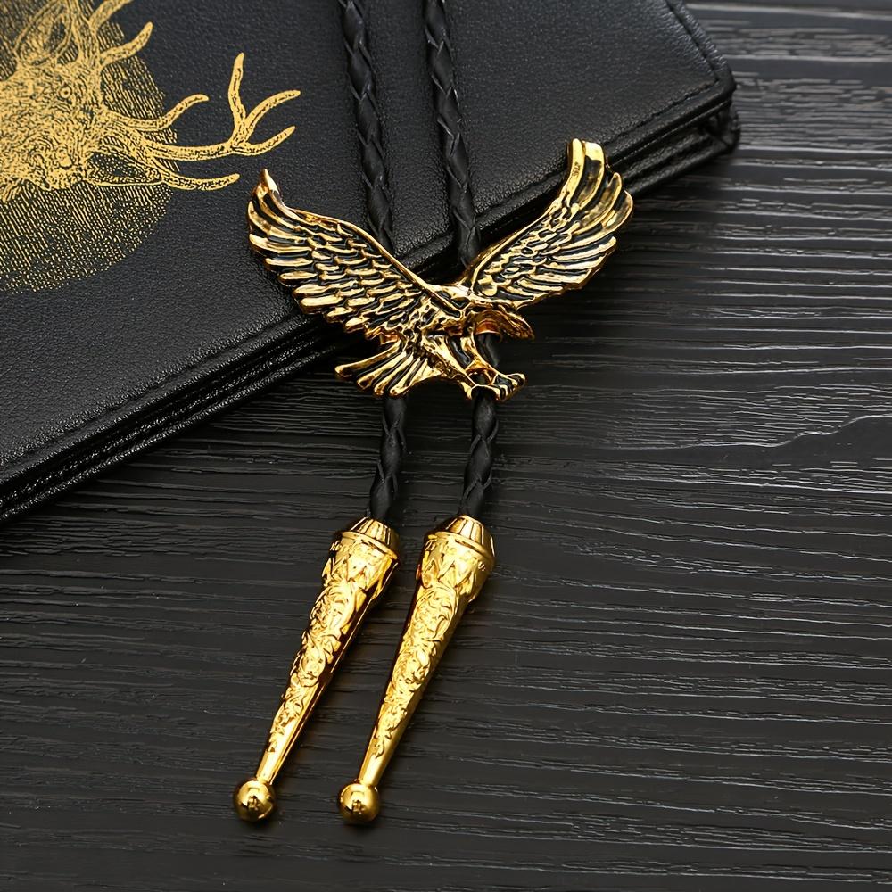 TEMU European And Eagle Metal Leather Cord Bolo Tie, Unisex Necktie