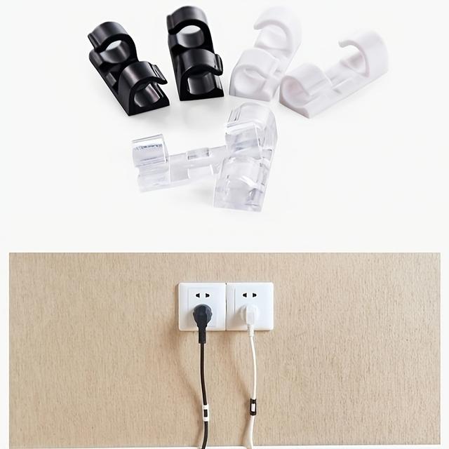 TEMU 20pcs Self-adhesive Wire Organizer, Cable Clip Plastic Clips Ties Fixer Fastener Holder