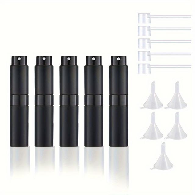TEMU 5/10/15pcs Of Portable Empty Bottles, Travel Mini Bottles With Glass Inner Lining, 8 Ml Metal Aluminum Refillable Perfume Bottles, Cosmetic Spray Bottles, Transparent Portable