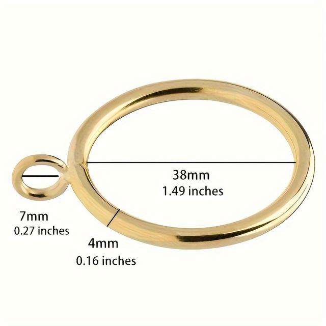 TEMU Elegant Golden Roman Curtain Rings - 38mm Metal Drapery Hooks For Shower & Window Curtains, Home Decor Accessories,