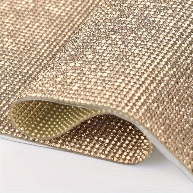 TEMU 12x20cm/4.72x7.87in Self-adhesive Rhinestone Glue Mesh