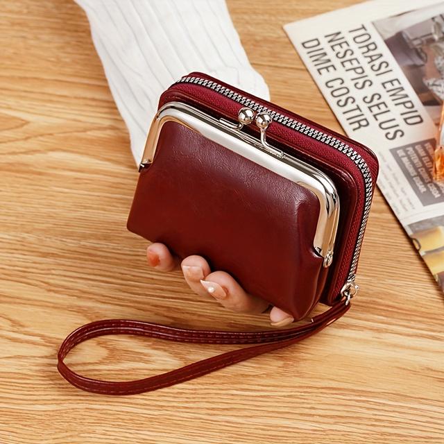 TEMU Mini Vintage Credit Card Holder, Retro Kiss Lock Coin Purse, Women's Fashion Wallet & Wristlet