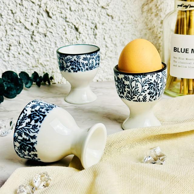 TEMU Cups, Designed In A Blue And White Porcelain Style With Underglaze Painting, Suitable For Serving Eggs During . Ideal For Breakfast Or Main Meals, Used For Family Dining, As Gifts, Or At Parties