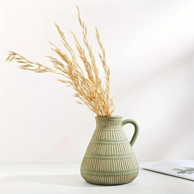 TEMU Vaso de Cerâmica Artesanal - Estilo , Design Cilíndrico para Decoração de & Varanda