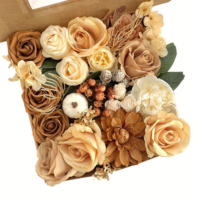 TEMU Artificial Flower Combo Set - Mixed Diy Outdoor Party Decor, Handmade Wedding Bouquet & Home Decoration Accessories