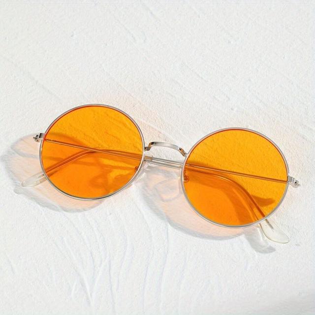 TEMU Round Frame Orange Lens Fashion Glasses