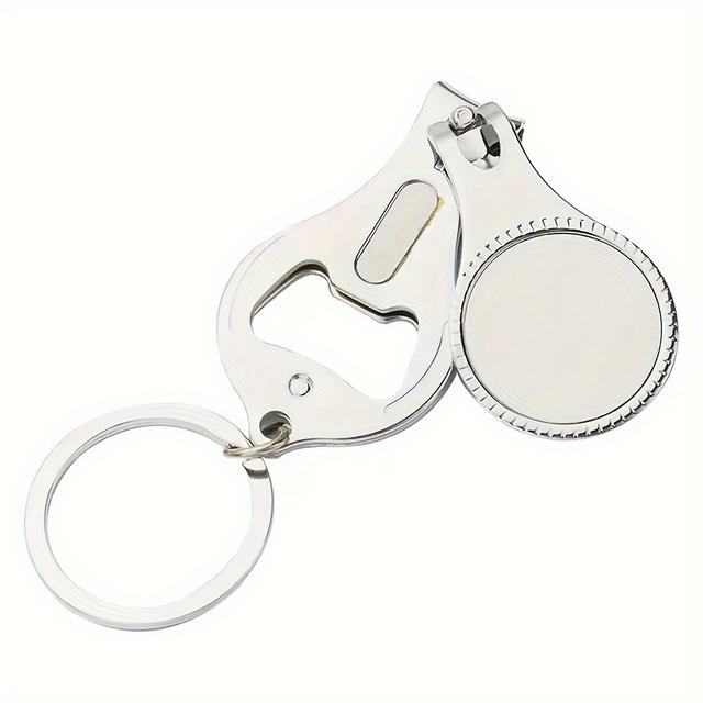 TEMU 10pcs 3-in-1 Sublimation Keychain With Nail Clipper & Bottle Opener - Metal, No Power Needed