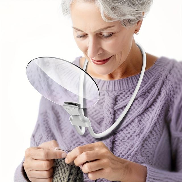 TEMU 5-power Magnifying Glass With -inch Diameter Lens, Reading Magnifier With Adjustable Stand For Seniors, , Sewing, Crafting, Stitch, Inspection, And Repair