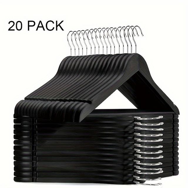 TEMU 20-pack Wooden Clothes Hangers - Clothes Hanger With 360 Degree Rotatable Hook Heavy Duty Clothes Hanger - For Clothes, Jackets, Shirts, Vests, Dresses