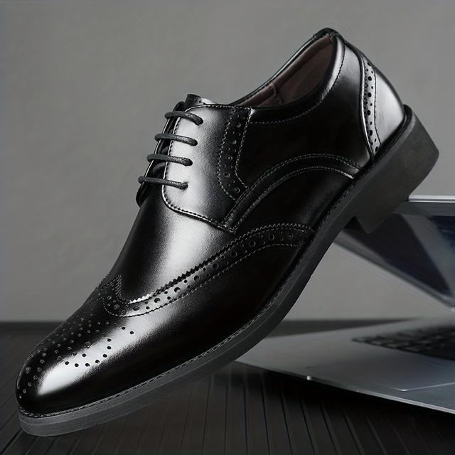TEMU 2025 's Business Versatile Banquet Wedding Shoes Men's Versatile Formal Brogue Fashion Trendy Shoes