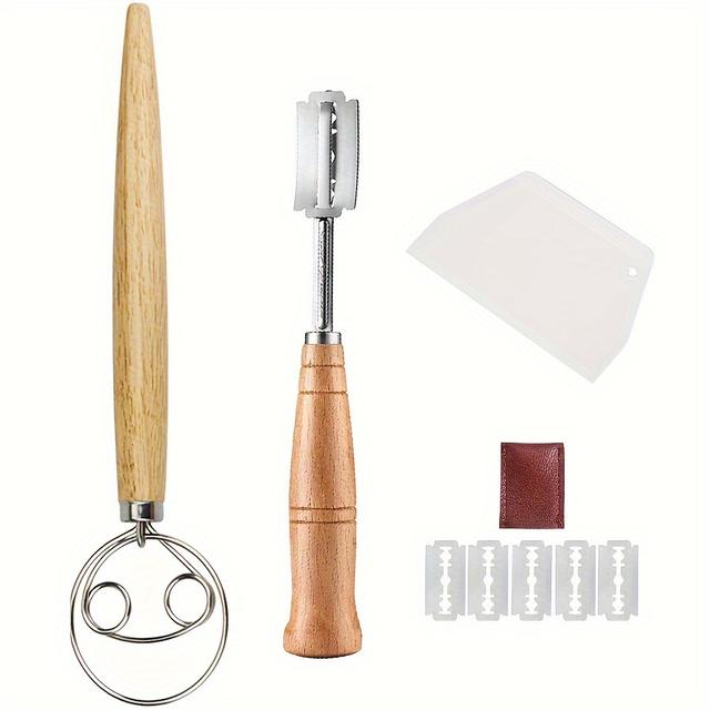 TEMU Set Of 9pcs, Including A Danish Dough Whisk Kit With , A Dough Scraper, And Cover For Protection. Are For Making Bread, Scoring Loaves, And Baking Pastries, Cakes, Desserts, Sourdough, And Pizza