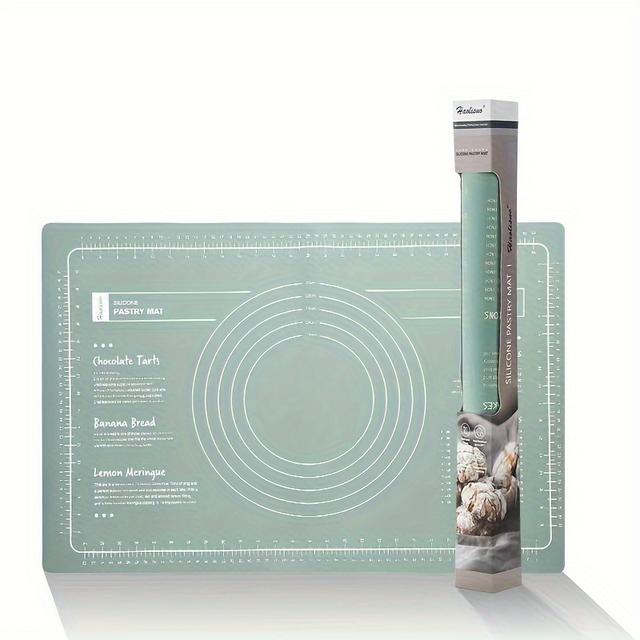 TEMU Ensemble de Rouleau à Pâtisserie de Qualité Alimentaire et Tapis de Pétrissage en Silicone, Tapis de Pâte Épaissi, Rouleau à Pâtisserie pour Commercial et