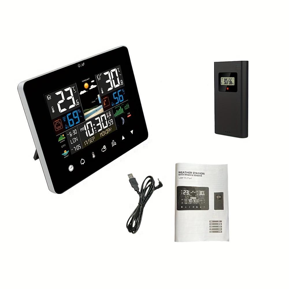 TEMU Weather Station Wireless Indoor/outdoor Thermometer, Digital Atomic Clock With Color Display For Indoor/outdoor Temperatures, Weather Forecast Thermometer Clock With 1 Sensor And Backlight