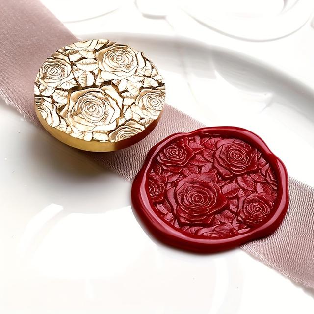 TEMU 1pc New Stamp Head Wax Seal Flowers And Grasses Retro Irregular Frosted Relief Solid Brass Gift Packaging Manual Diy