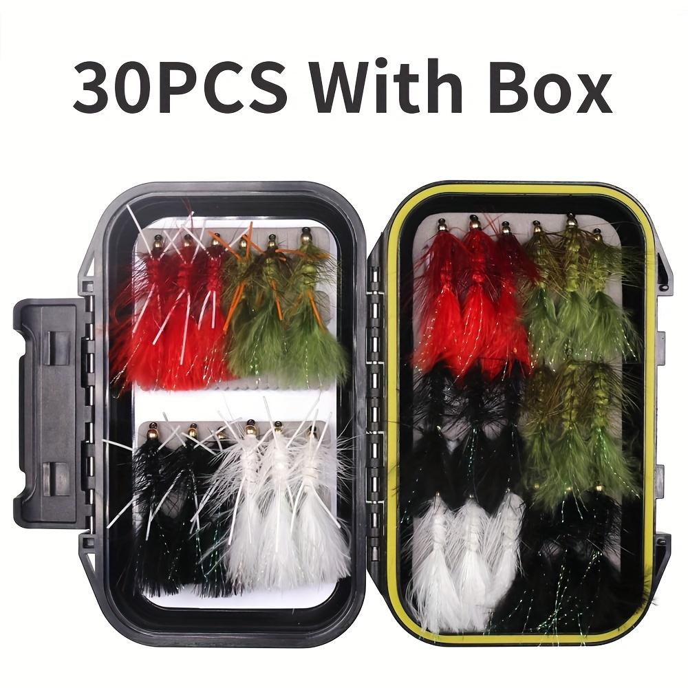 TEMU 30pcs Artificial Fishing Lures - Bead Head Wooly Buggers In Red, Green, White, Black, And Orange, Ideal For , Panfish, Salmon, Pike, Trout, And Saltwater Bait, Fishing Lure Accessories
