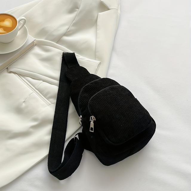 TEMU Bolso de pecho de pana para mujer, bolso de cintura casual ligero, estilo coreano, , color sólido, súper , bolso cruzado pequeño, bolso cruzado de de pana fácil