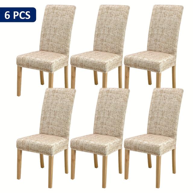 TEMU 4/6/8/10pcs Light Brown Floral Print Dining Chair Covers For Furniture Protection And Home Decor