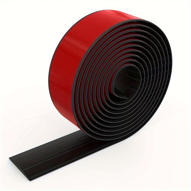 TEMU 1pc 10ft Floor Strip, Floor Cover Strips, Self Adhesive Flooring Transitions Laminate, 2"wide Vinyl Floor Flat Divider Strip Trim, For Carpet Strip, Black