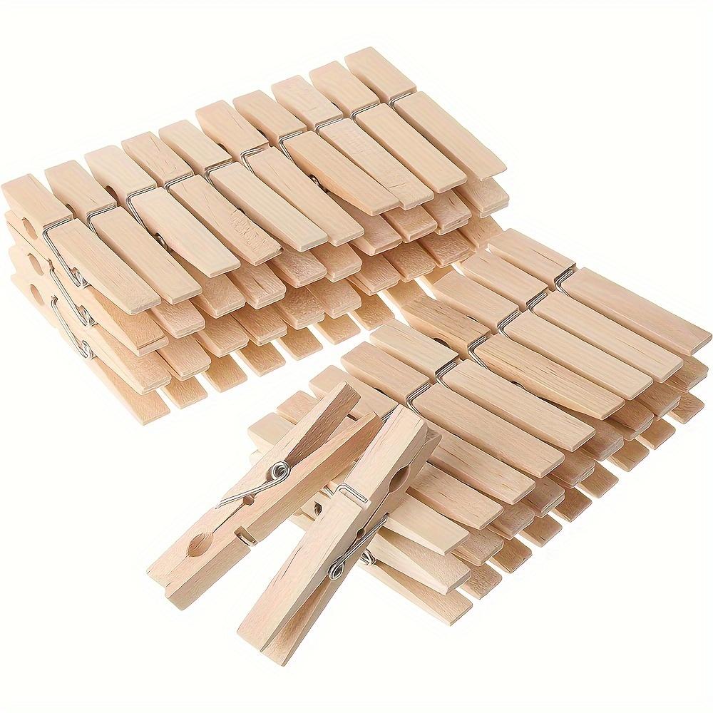 TEMU Wooden Clothes Pins, Large Natural Wood, 40 Pack, Rust Resistant For Classroom, Crafts