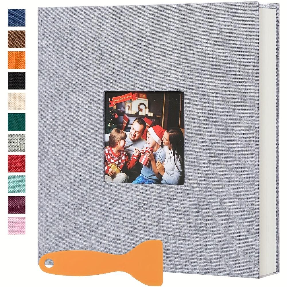 TEMU 1pc Large 16-inch Magnetic Photo Album With Pages & Linen Cover - 40 Blank Pages Diy Scrapbook Book For 3x5, 4x6, 5x7, 8x10 Photos, Picture Collage, Family With Free Scraping
