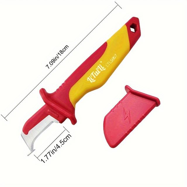TEMU Lituili Electrician Knife Insulated Cable Stripping Straight Curved Hook Fixed Blade Wire Stripper Peeling Hand Tool