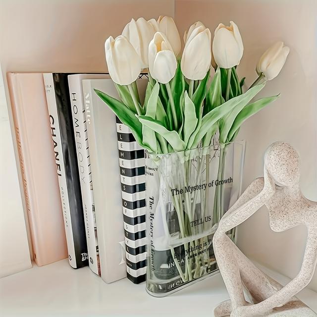TEMU Book Shaped Vase, Acrylic Transparent Book Vase, Cute Vase Book Holder Decoration, Aesthetic Room Decor For Home/bedroom/office (no Flowers)