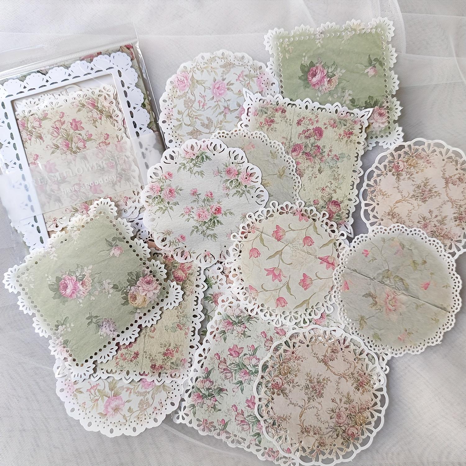 TEMU 1 Pack (20 Sheets) French Vintage Floral Lace Paper With Scalloped Edges - Multicolor Blanks Suitable For Scrapbooking, Journaling, Card Making - Elegant French Paper