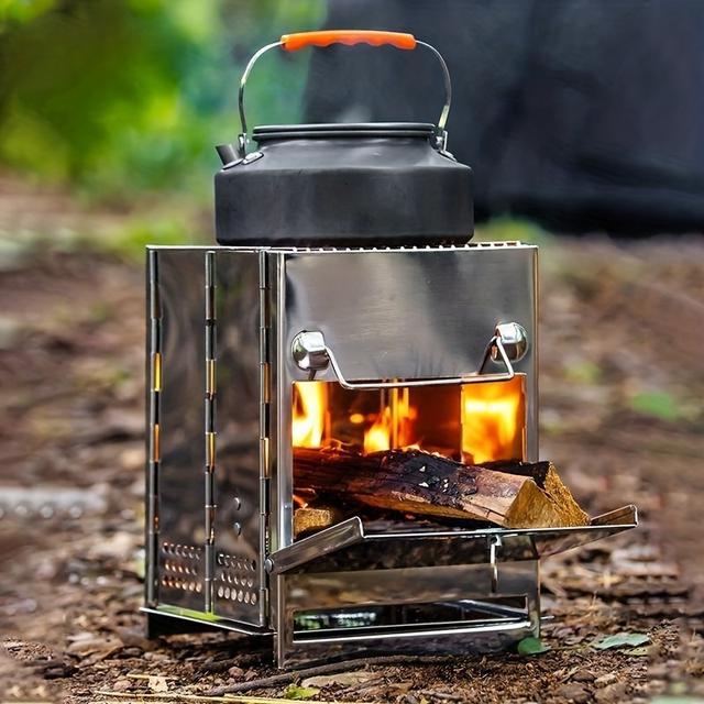 TEMU 1 Outdoor-Grill für Terrasse, Edelstahl faltbarer Mini BBQ Grill für Villa Balkon Camping Garten Picknick (Kein Lebensmittelkontakt)