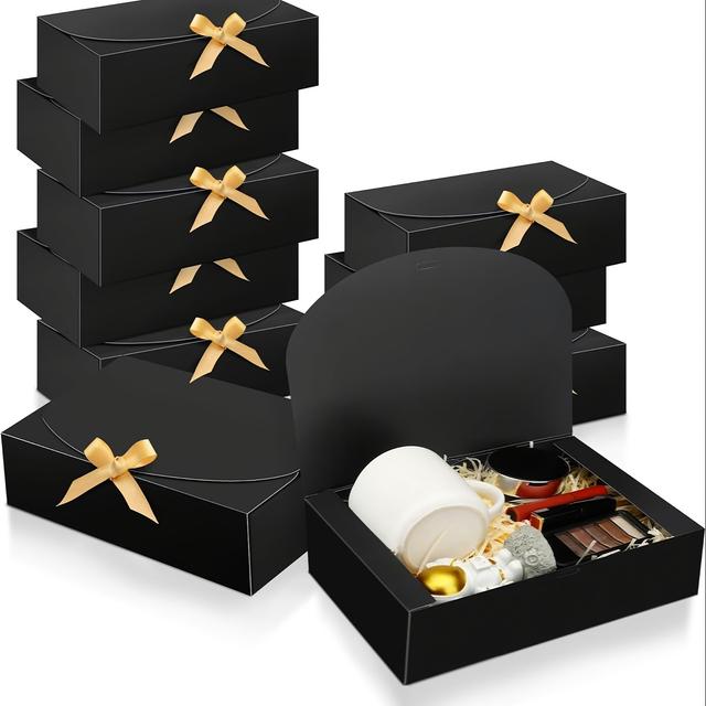 TEMU Elegante Schwarze Geschenkboxen mit Deckeln - Stück, Zoll, Perfekt für Brautjungfernanträge, Hochzeiten, Geburtstage & Weihnachtsfeiern - Inklusive