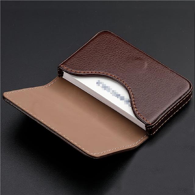 TEMU Large Capacity Casual Business Card Box Card Bag Lychee Pattern Leather Business Card Holder Bank Credit Card Bag