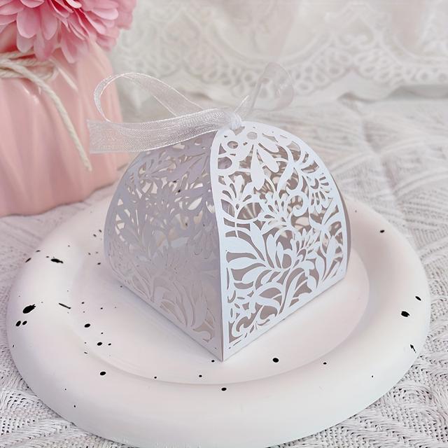 TEMU Procurement Of 50pcs, Laser Cut Floral Hollow Paper Boxes, Bridal Shower, Anniversary Birthday Party, Gift Box, Small Business Supplies, Packaging Box, Wedding Decoration