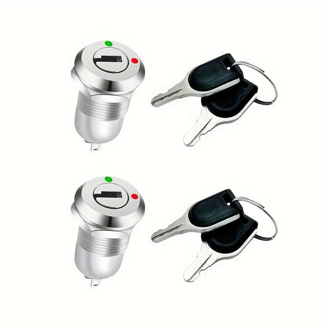 TEMU Clelo Metal Electric Key Lock Switch 12mm Key Switch Lock Latching Key Switch For Karts Gas Scooters Electric Scooters 2/8set