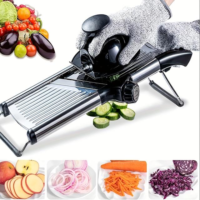 TEMU Adjustable Mandoline Slicer With 5 - Complete Set Of Stainless Steel Vegetable Slicers - Professional Grater For Vegetables, Onions, And Potatoes - Kitchen Tools